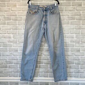 Vintage Diesel Baggy Button Fly Jeans Grunge Thrashed Distressed Streetwear 32
